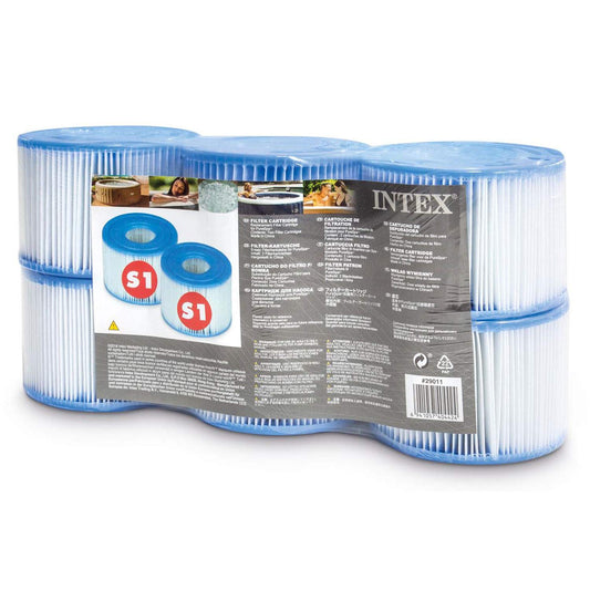 Intex PureSpa Type S1 Filter Cartridge Spa Replacement Cartridges 6 Pack