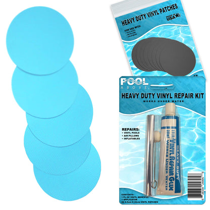 Repair Kit for My First Frame Pool | Vinyl glue | Aqua and Light Blue Patches