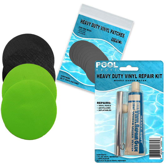 Pool Above Vinyl Repair Kit with Clear Sealant, Ideal for Inflatable Challenger K1 Kayak and Other Vinyl Products, Includes Green & Black Patches and Strong Vinyl Glue