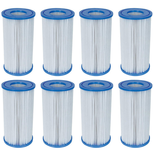 Bestway 58012E Type III/A Outdoor Swimming Pool Filter Pump Replacement 4.2"x8" Cartridge Accessory, Use in 500/800/1500 Gallon Filter Pumps, 8 Pack