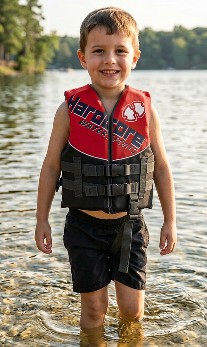 Hardcore Coast Guard Type III PFD for Youth Child Teen Adult; Life Vest Flotation Device; Life Jacket Paddle Vest for Big Kids, Jet ski, Wakeboard, Hardshell Kayak Life Jacket