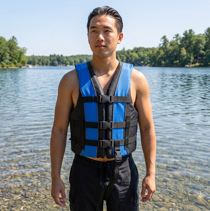 Hardcore life jacket paddle vest; Coast Guard approved Type III PFD life vest flotation device; Jet ski, wakeboard, kayak; Ideal extra life jacket for your pontoon boat w/ Leg Strap