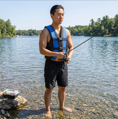 Hardcore life jacket paddle vest; Coast Guard approved Type III PFD life vest flotation device; Jet ski, wakeboard, kayak; Ideal extra life jacket for your pontoon boat w/ Leg Strap