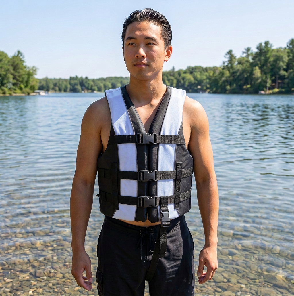 Hardcore life jacket paddle vest; Coast Guard approved Type III PFD life vest flotation device; Jet ski, wakeboard, kayak; Ideal extra life jacket for your pontoon boat w/ Leg Strap