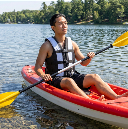 Hardcore life jacket paddle vest; Coast Guard approved Type III PFD life vest flotation device; Jet ski, wakeboard, kayak; Ideal extra life jacket for your pontoon boat w/ Leg Strap