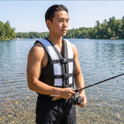 Hardcore life jacket paddle vest; Coast Guard approved Type III PFD life vest flotation device; Jet ski, wakeboard, kayak; Ideal extra life jacket for your pontoon boat w/ Leg Strap