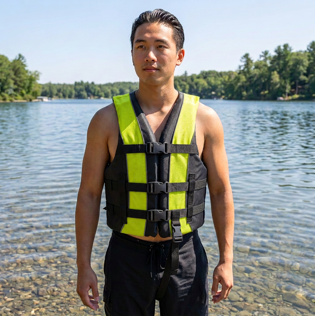 Hardcore life jacket paddle vest; Coast Guard approved Type III PFD life vest flotation device; Jet ski, wakeboard, kayak; Ideal extra life jacket for your pontoon boat w/ Leg Strap