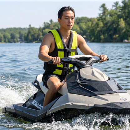 Hardcore life jacket paddle vest; Coast Guard approved Type III PFD life vest flotation device; Jet ski, wakeboard, kayak; Ideal extra life jacket for your pontoon boat w/ Leg Strap