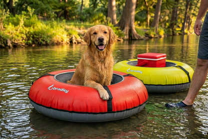 Pack of two Bradley heavy duty tubes for floating the river; Whitewater water tube; Rubber inner tube with cover for river floating; Linking tandem river tubes; river raft tube