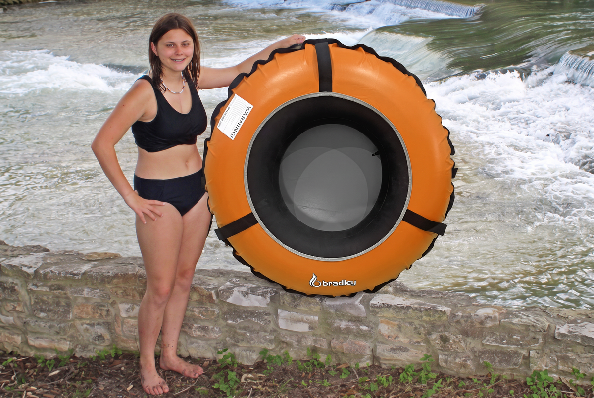 Pack of three Bradley heavy duty tubes for floating the river; Whitewater water tube; Rubber inner tube with cover for river floating; Linking tubes for floating the river; river raft tube
