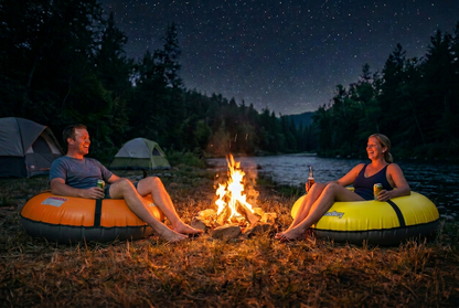 Pack of two Bradley heavy duty tubes for floating the river; Whitewater water tube; Rubber inner tube with cover for river floating; Linking tandem river tubes; river raft tube