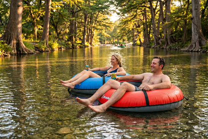 Pack of two Bradley heavy duty tubes for floating the river; Whitewater water tube; Rubber inner tube with cover for river floating; Linking tandem river tubes; river raft tube