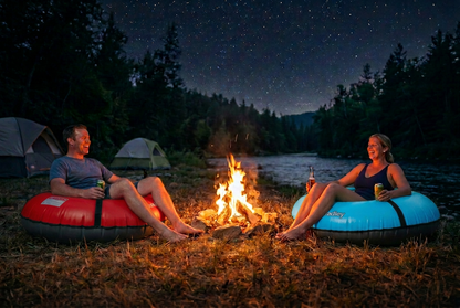 Pack of two Bradley heavy duty tubes for floating the river; Whitewater water tube; Rubber inner tube with cover for river floating; Linking tandem river tubes; river raft tube