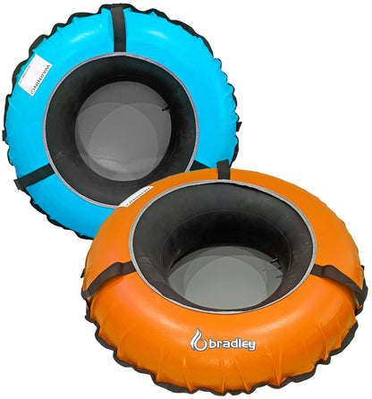 Pack of two Bradley heavy duty tubes for floating the river; Whitewater water tube; Rubber inner tube with cover for river floating; Linking tandem river tubes; river raft tube
