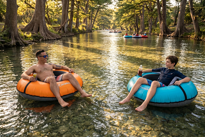 Pack of two Bradley heavy duty tubes for floating the river; Whitewater water tube; Rubber inner tube with cover for river floating; Linking tandem river tubes; river raft tube