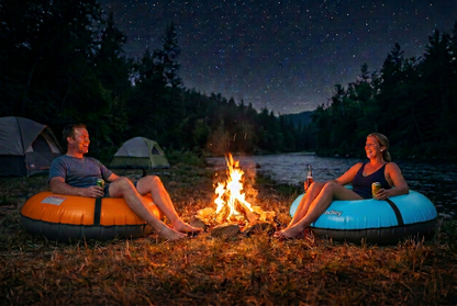 Pack of two Bradley heavy duty tubes for floating the river; Whitewater water tube; Rubber inner tube with cover for river floating; Linking tandem river tubes; river raft tube