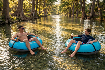 Pack of two Bradley heavy duty tubes for floating the river; Whitewater water tube; Rubber inner tube with cover for river floating; Linking tandem river tubes; river raft tube