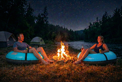 Pack of two Bradley heavy duty tubes for floating the river; Whitewater water tube; Rubber inner tube with cover for river floating; Linking tandem river tubes; river raft tube