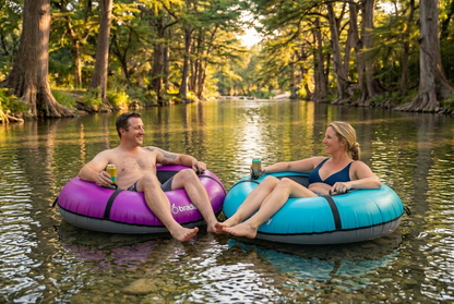 Pack of two Bradley heavy duty tubes for floating the river; Whitewater water tube; Rubber inner tube with cover for river floating; Linking tandem river tubes; river raft tube