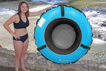 Pack of two Bradley heavy duty tubes for floating the river; Whitewater water tube; Rubber inner tube with cover for river floating; Linking tandem river tubes; river raft tube
