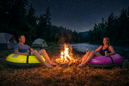 Pack of two Bradley heavy duty tubes for floating the river; Whitewater water tube; Rubber inner tube with cover for river floating; Linking tandem river tubes; river raft tube