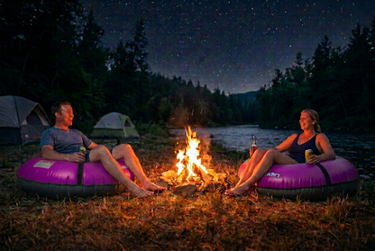 Pack of two Bradley heavy duty tubes for floating the river; Whitewater water tube; Rubber inner tube with cover for river floating; Linking tandem river tubes; river raft tube
