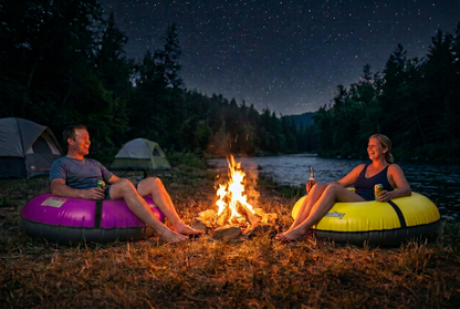Pack of two Bradley heavy duty tubes for floating the river; Whitewater water tube; Rubber inner tube with cover for river floating; Linking tandem river tubes; river raft tube