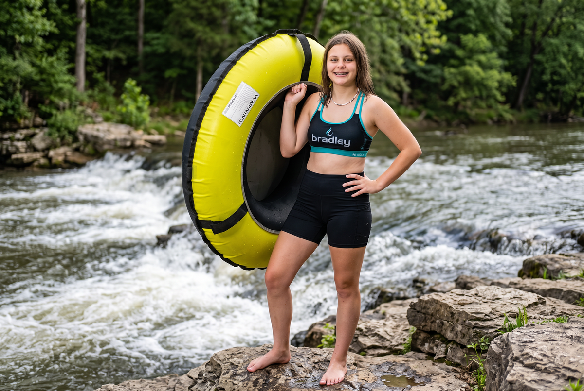 Pack of four Bradley heavy duty tubes for floating the river; Whitewater water tube; Rubber inner tube with cover for river floating; Linking tubes for floating the river; river raft tube