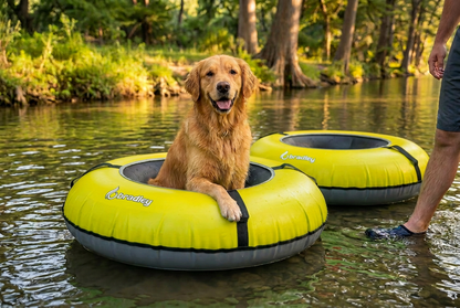 Pack of two Bradley heavy duty tubes for floating the river; Whitewater water tube; Rubber inner tube with cover for river floating; Linking tandem river tubes; river raft tube