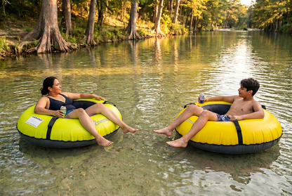 Pack of two Bradley heavy duty tubes for floating the river; Whitewater water tube; Rubber inner tube with cover for river floating; Linking tandem river tubes; river raft tube