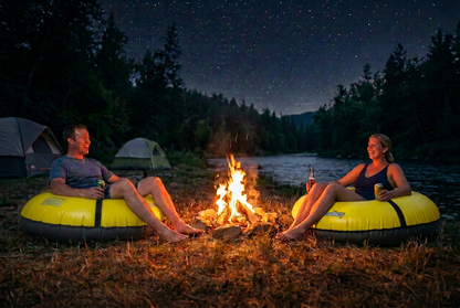 Pack of two Bradley heavy duty tubes for floating the river; Whitewater water tube; Rubber inner tube with cover for river floating; Linking tandem river tubes; river raft tube