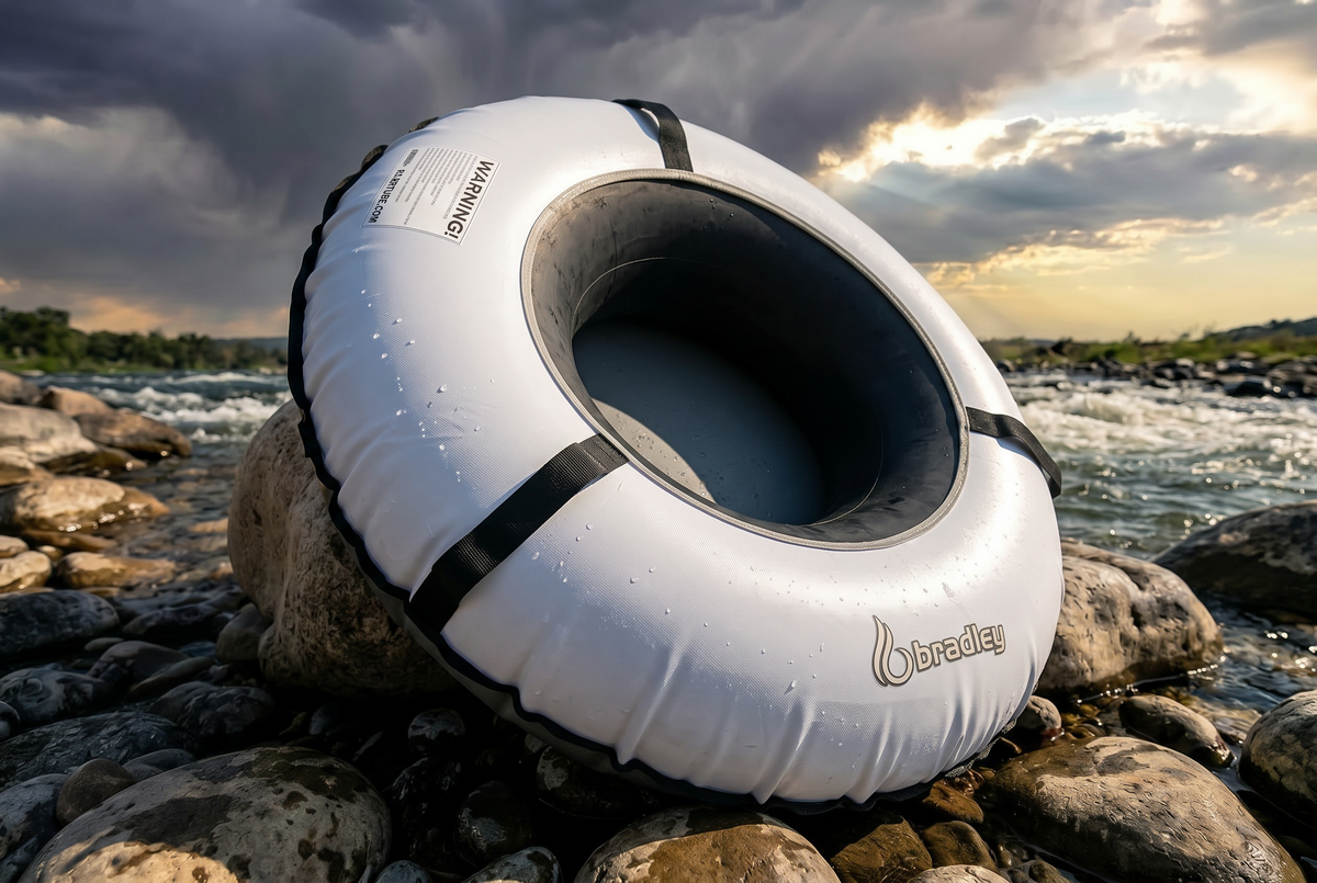 Pack of four Bradley heavy duty tubes for floating the river; Whitewater water tube; Rubber inner tube with cover for river floating; Linking tubes for floating the river; river raft tube