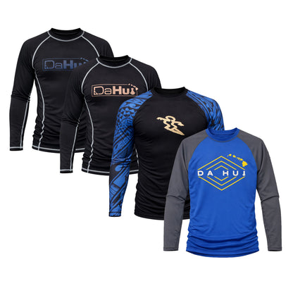 Men’s Da Hui Long Sleeve Rash Guard – UPF 50+ Sun Protection Surf & Swim Shirt, Compression Fit Quick-Dry Performance Top for Water Sports