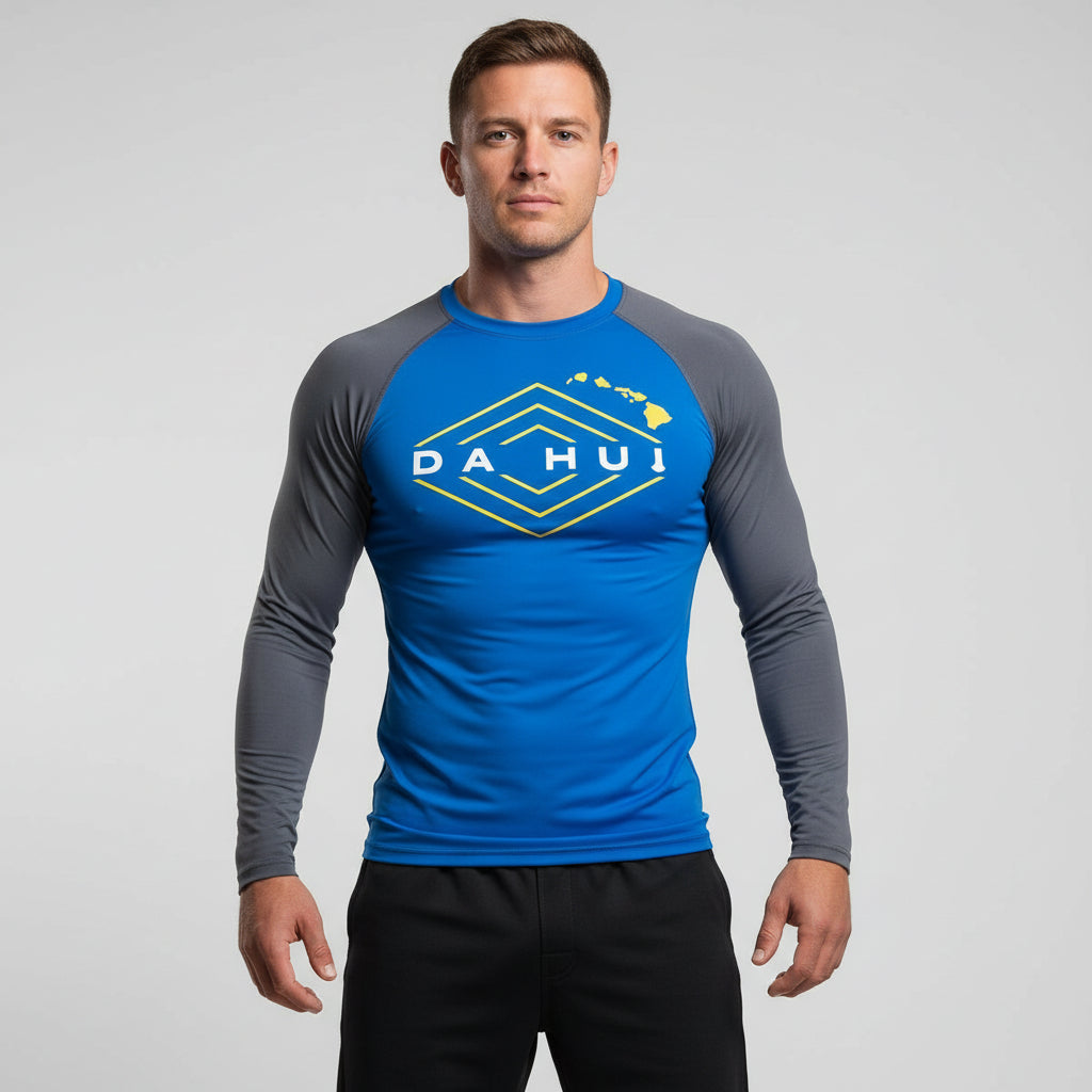 Men’s Da Hui Long Sleeve Rash Guard – UPF 50+ Sun Protection Surf & Swim Shirt, Compression Fit Quick-Dry Performance Top for Water Sports