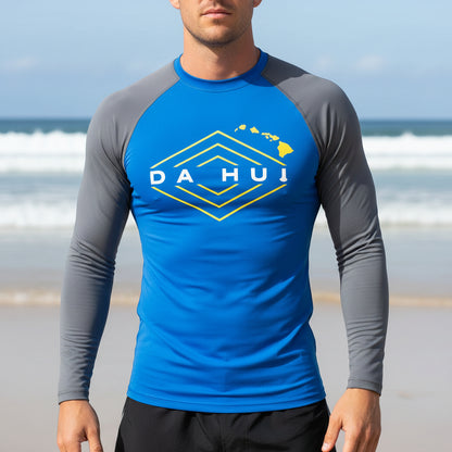 Men’s Da Hui Long Sleeve Rash Guard – UPF 50+ Sun Protection Surf & Swim Shirt, Compression Fit Quick-Dry Performance Top for Water Sports