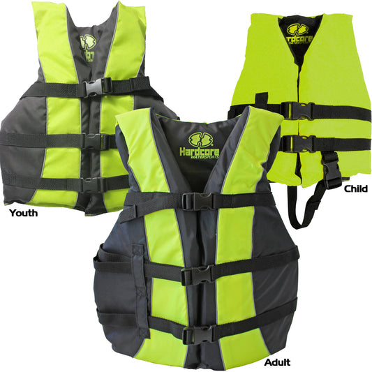 Hardcore life jacket paddle vest; Coast Guard approved Type III PFD life vest flotation device; Jet ski, wakeboard, kayak; Ideal extra life jacket for your pontoon boat