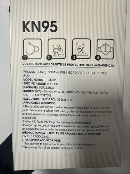 50PCS KN95 White Face Masks Non-Medical (Expired)