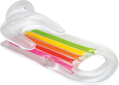 Intex King Kool Lounge Floating Swimming Pool Lounger with Headrest & Cupholder