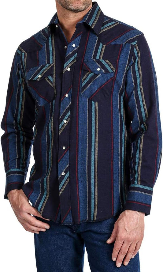 Mens Striped Flannel Shirt L