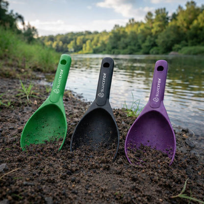 Compact Gold Prospecting Kit with 12" Pocket Sluice Box – Includes Miner’s Moss, Gold Trap Mat, Classifier Pan, Vials, and Tote Backpack