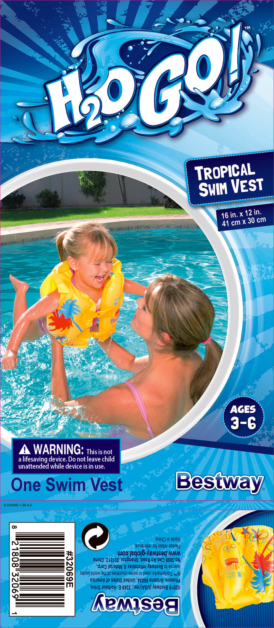 Bestway Tropical Swim Vest Kids Inflatable Swimming Pool Vest