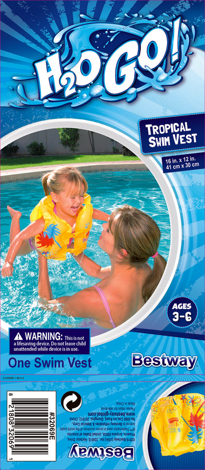 Bestway Tropical Swim Vest Kids Inflatable Swimming Pool Vest