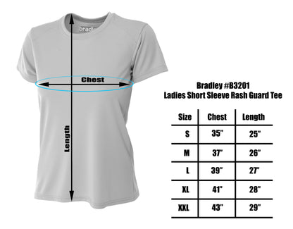 Bradley Women's Short Sleeve Rash Guard Surf Comfortable Performance Swim Shirt