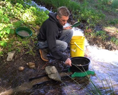 Sluice Fox Portable Expandable Sluice Box for Gold Mining and Prospecting; Includes miner's moss, Hungarian style riffles, and deep V riffles.  Essential tool for gold panning kits