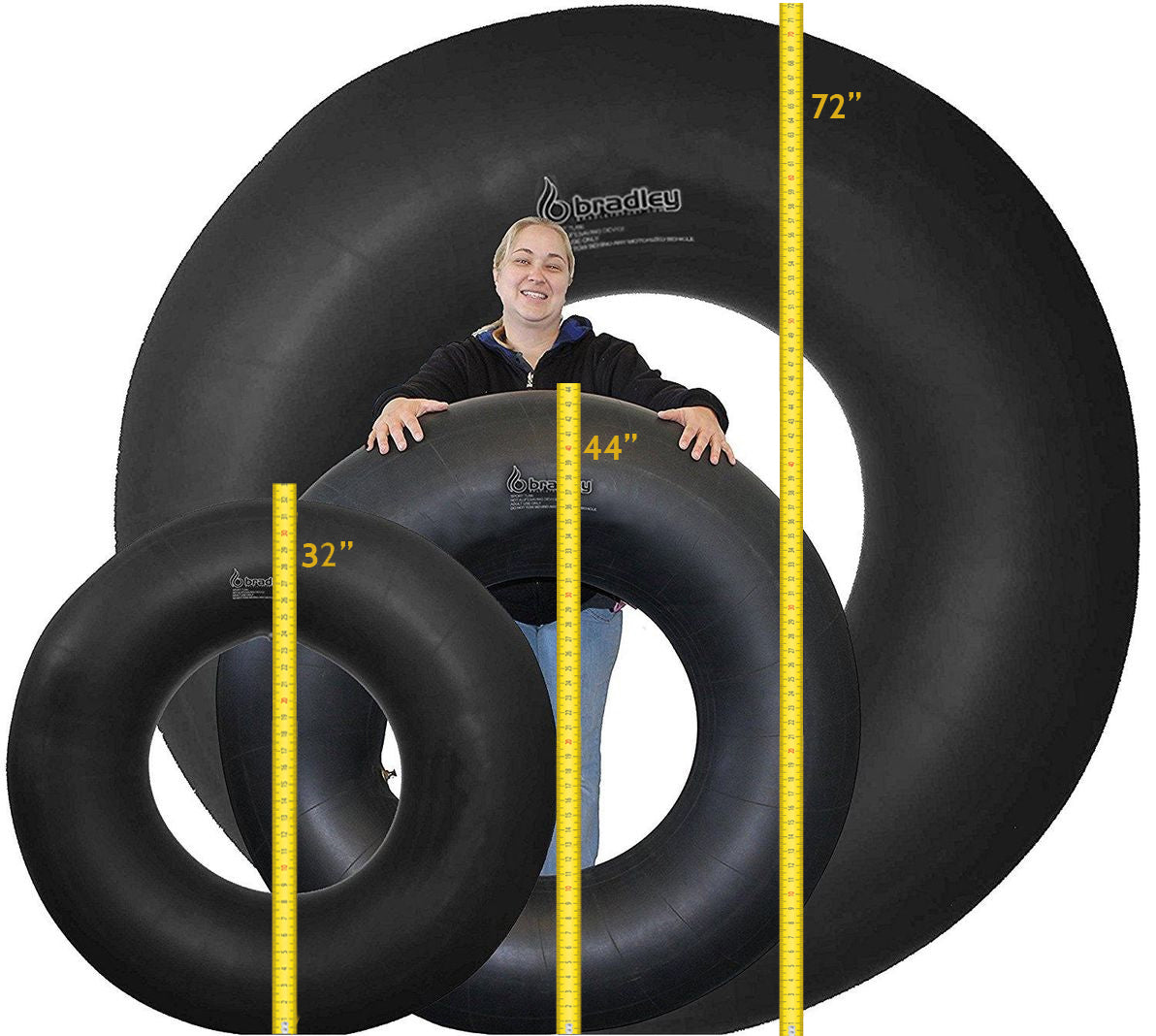 Bradley Heavy Duty Rubber Inner Tube for Floating River | Snow Tube; Heavy duty pool float for kids; pool tube closing; large lake floats for kids (32 inch inflated)