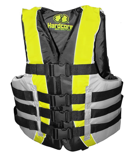 High-Performance Hardcore Adult Life Vest | USCG Approved Safety Flotation Device for Water Sports, Boating, and Outdoor Adventures | Fully Enclosed and Designed for Max Visibility