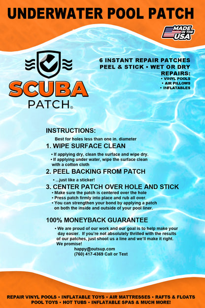 Scuba Patch Heavy Duty underwater pool liner patches | Heavy Duty | Instant | Waterproof | Glue-less | Peel and Stick | Swimming Pool Liner Repair Patches
