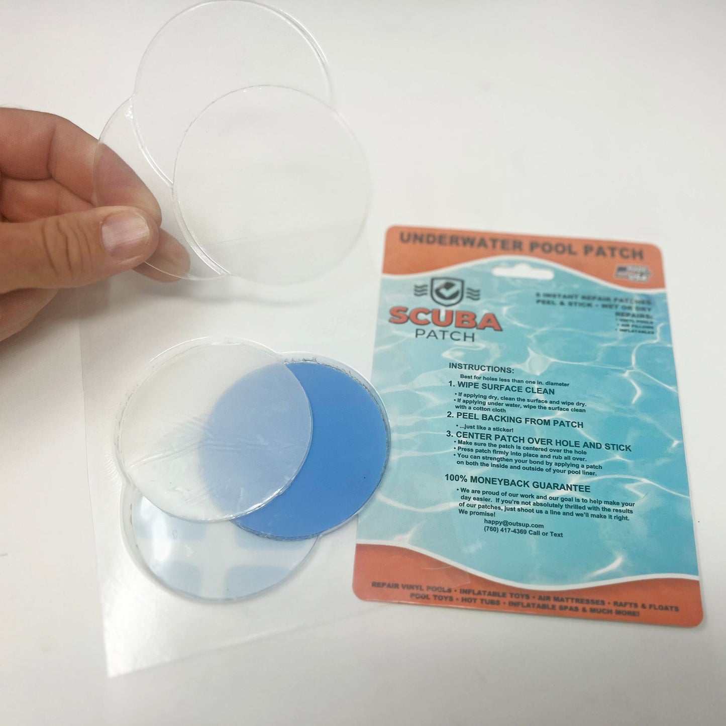 Scuba Patch Heavy Duty underwater pool liner patches | Heavy Duty | Instant | Waterproof | Glue-less | Peel and Stick | Swimming Pool Liner Repair Patches