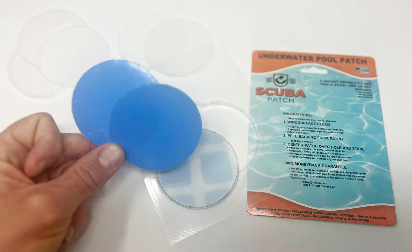 Scuba Patch Heavy Duty underwater pool liner patches | Heavy Duty | Instant | Waterproof | Glue-less | Peel and Stick | Swimming Pool Liner Repair Patches