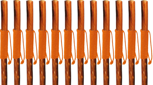 Walking Hiking Hike Stick Cane Staff 55" Pine Wood with Paracord Wrapped Handle Set of 12